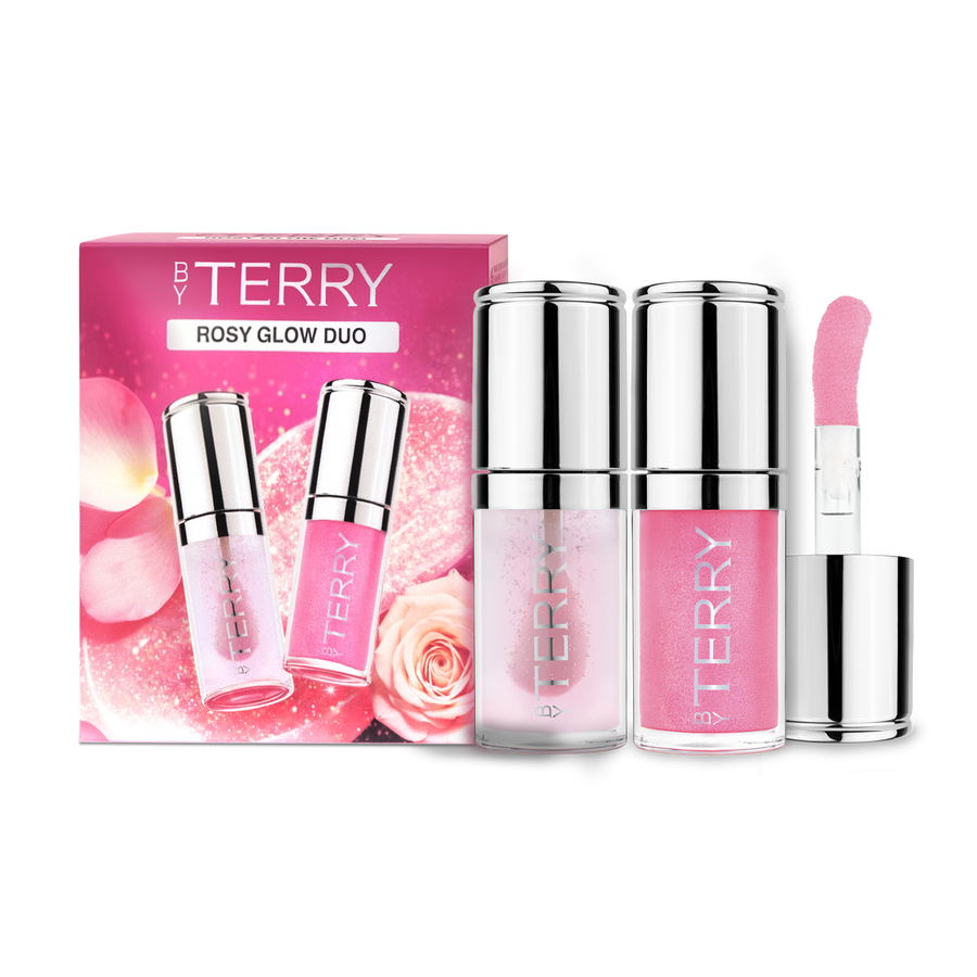 BY TERRY Rosy Glow Lip Duo – julegavesett med leppeolje og lipgloss