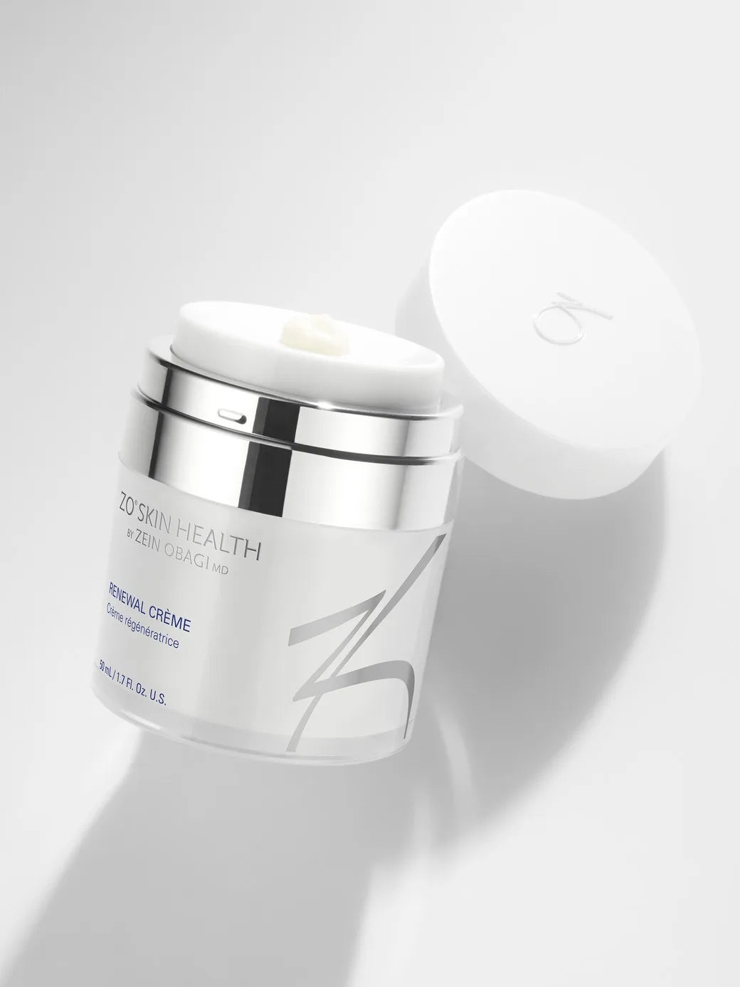 Renewal Crème 50 ml med åpent lokk og synlig krem. Produsentfoto fra ZO Skin Health.